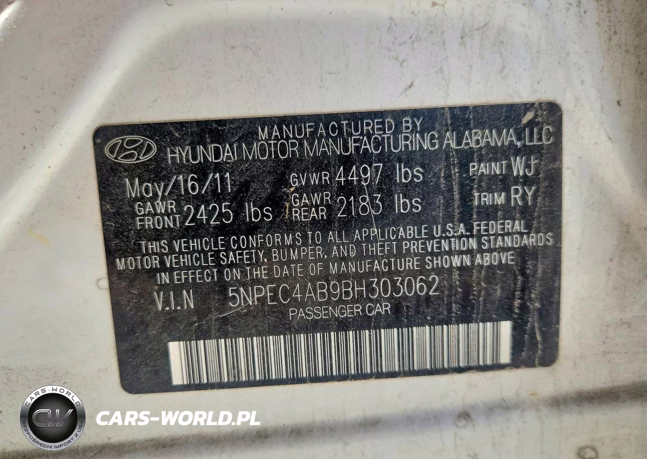2011 Hyundai Sonata VIN:5NPEC4AB9BH303062 - 12