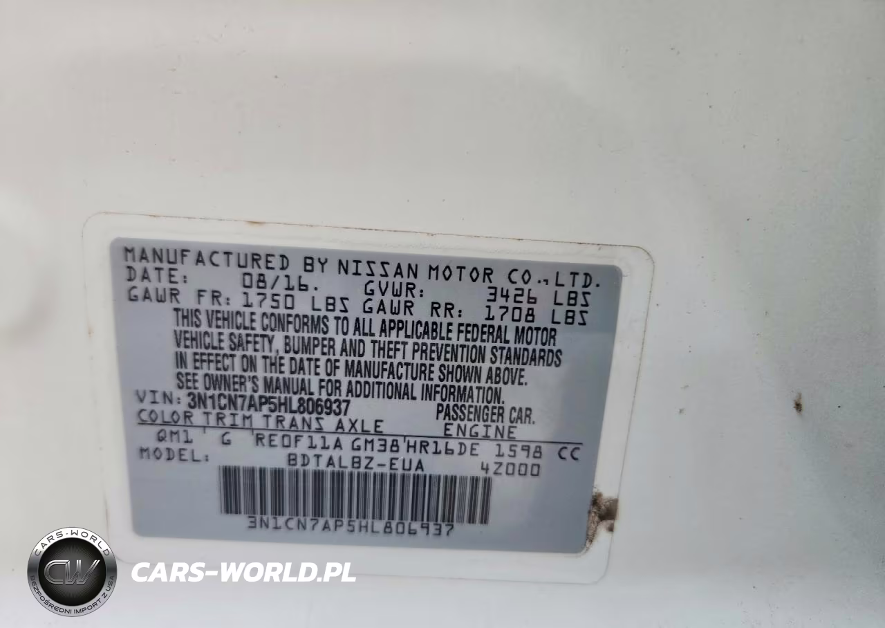 2017 Nissan Versa 1.6 Sv VIN:3N1CN7AP5HL806937 - 12