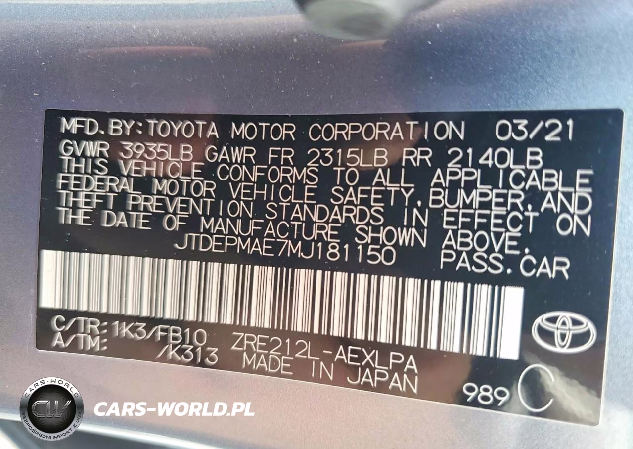 2021 Toyota Corolla Le VIN:JTDEPMAE7MJ181150 - 12