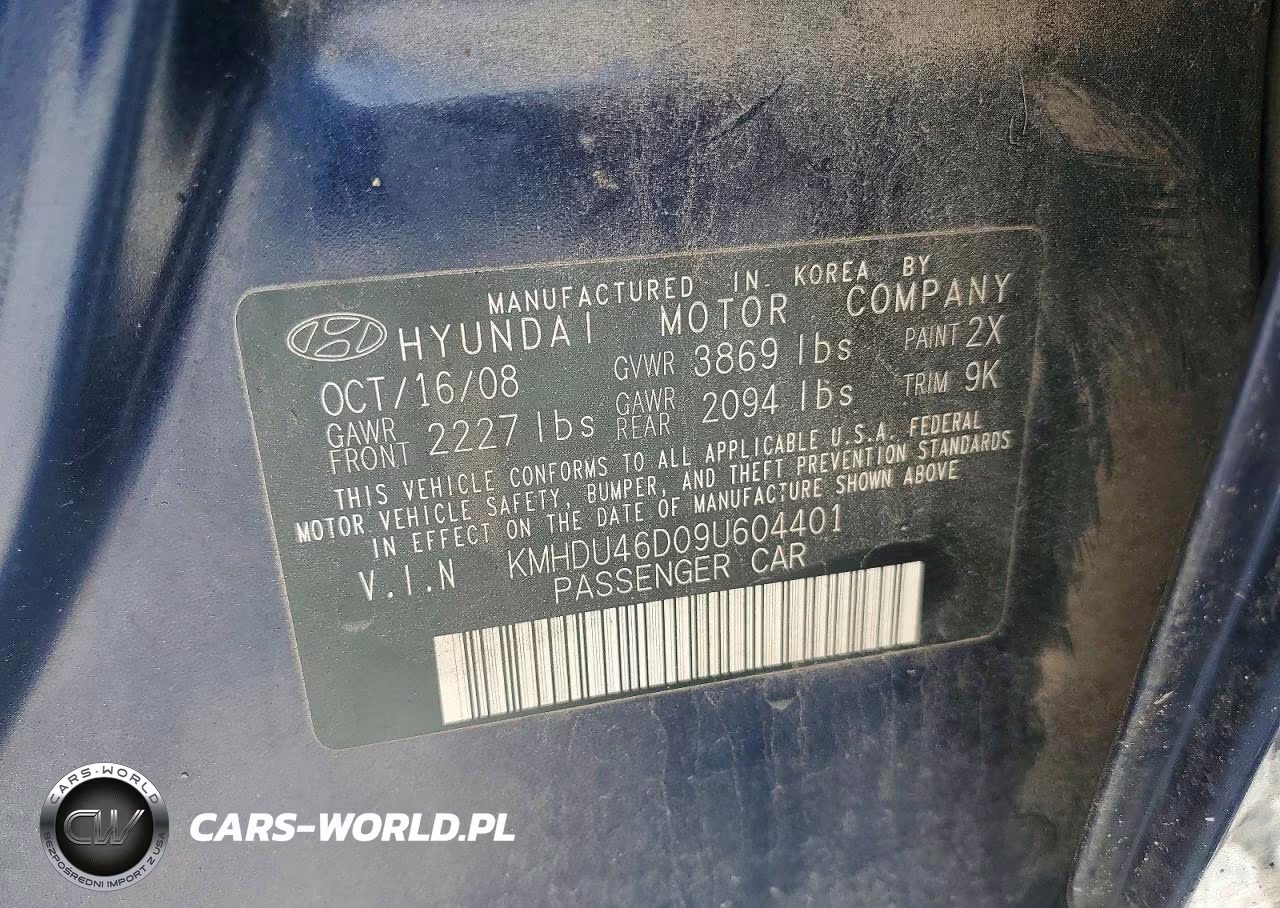 2009 Hyundai Elantra Gls VIN:KMHDU46D09U604401 - 13