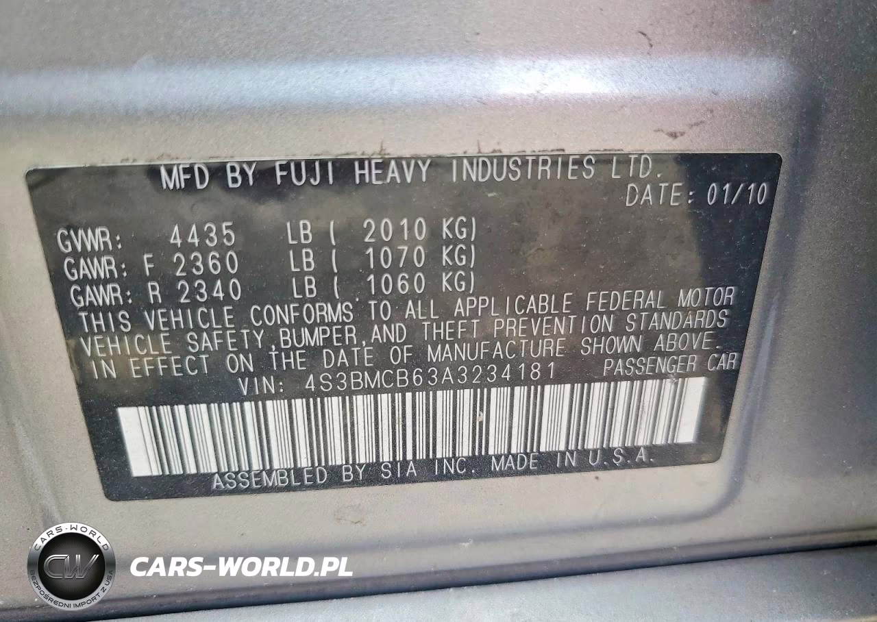 2010 Subaru Legacy 2.5I Premium VIN:4S3BMCB63A3234181 - 13