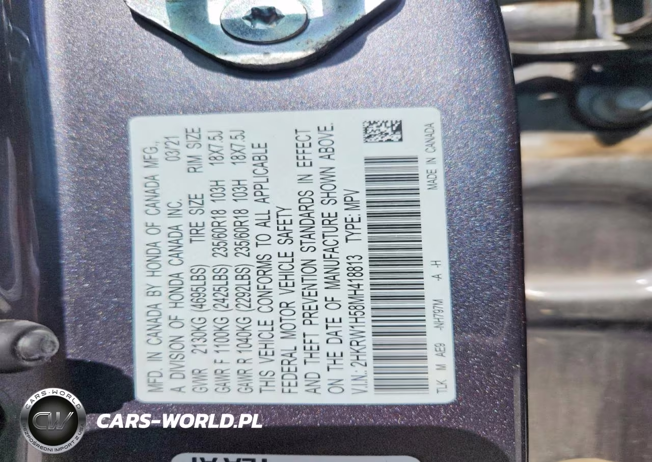 2021 Honda Cr-V Ex VIN:2HKRW1H58MH418813 - 13
