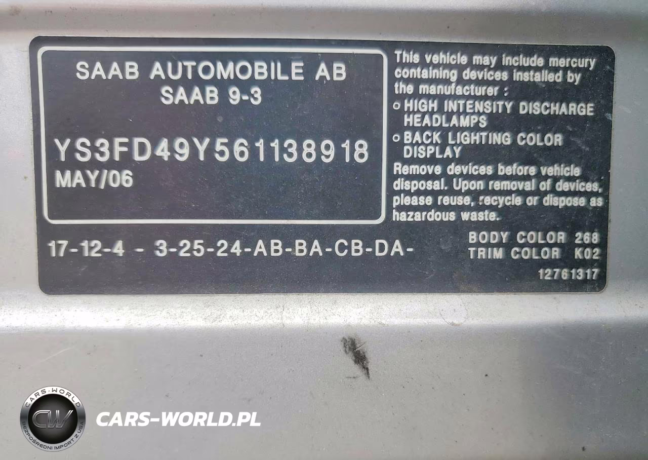 2006 Saab 9-3 VIN:YS3FD49Y561138918 - 12