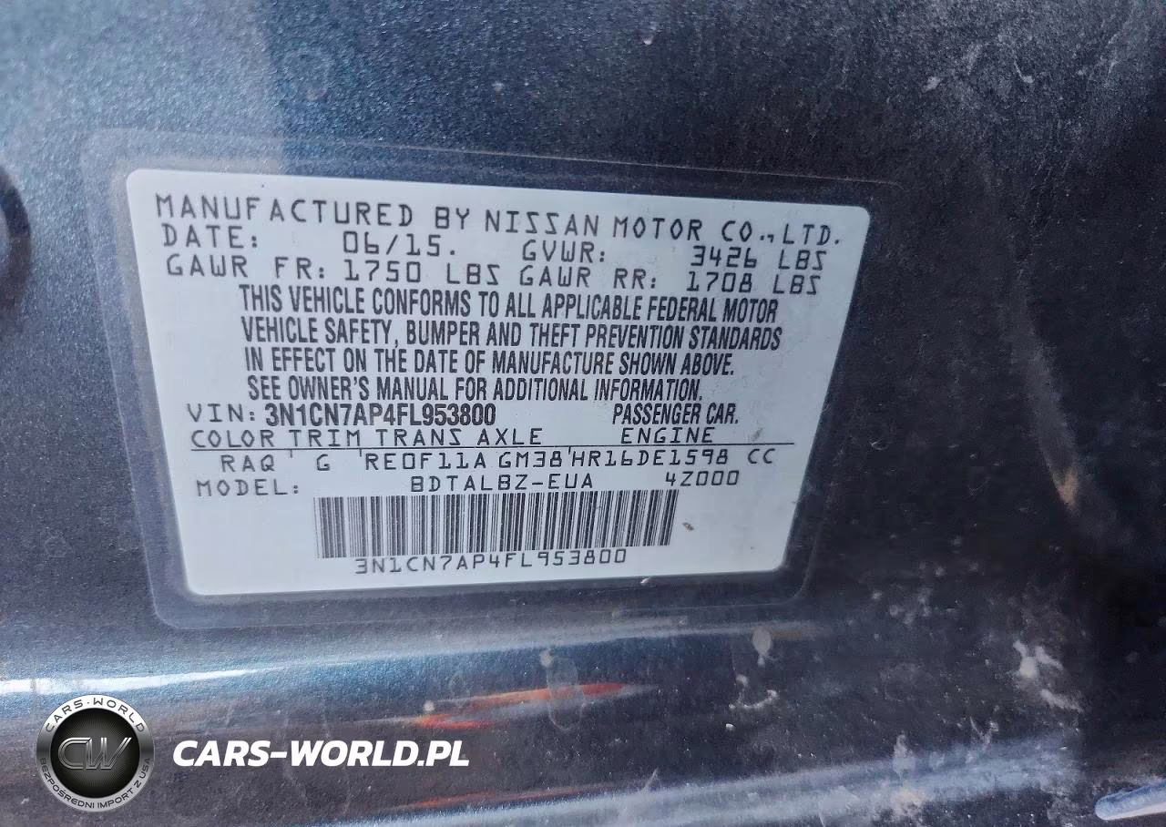 2015 Nissan Versa 1.6 Sv VIN:3N1CN7AP4FL953800 - 12