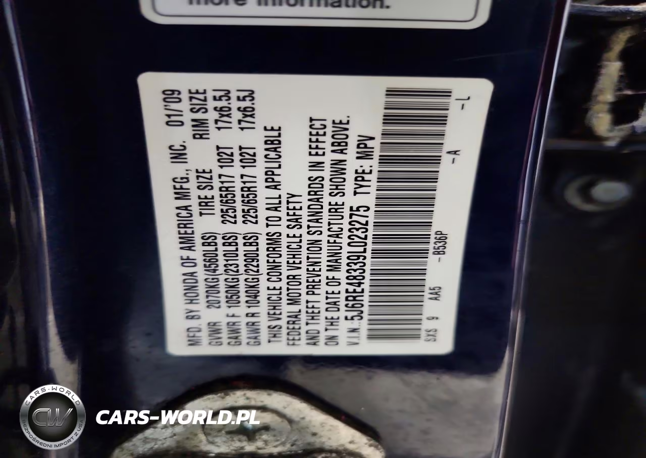 2009 Honda Cr-V Lx VIN:5J6RE48339L023275 - 14
