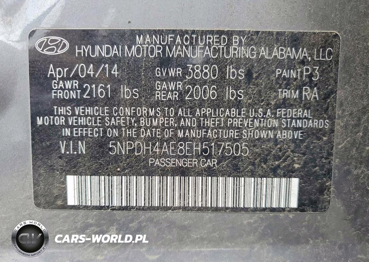 2014 Hyundai Elantra Se VIN:5NPDH4AE8EH517505 - 13