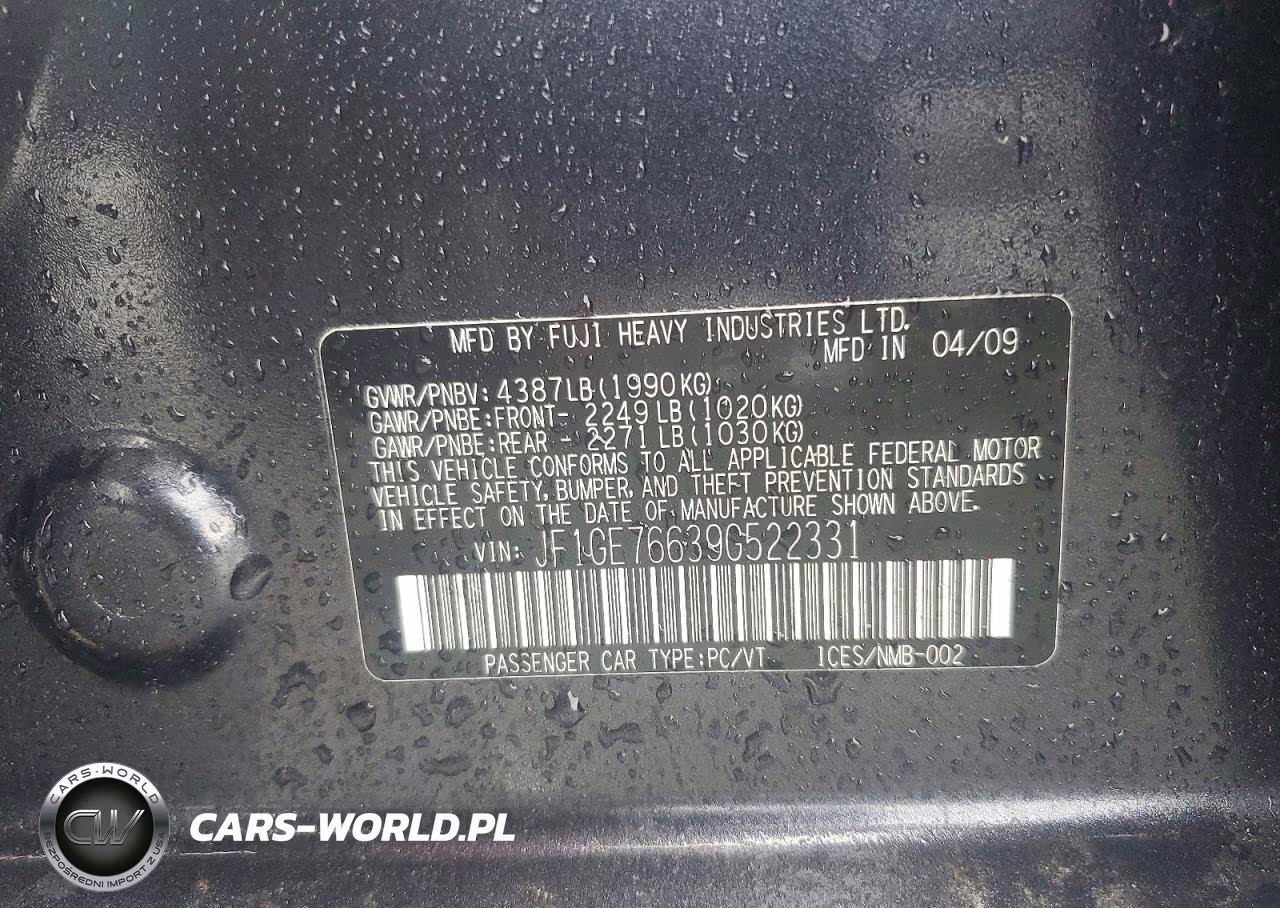 2009 Subaru Impreza Wrx VIN:JF1GE76639G522331 - 12
