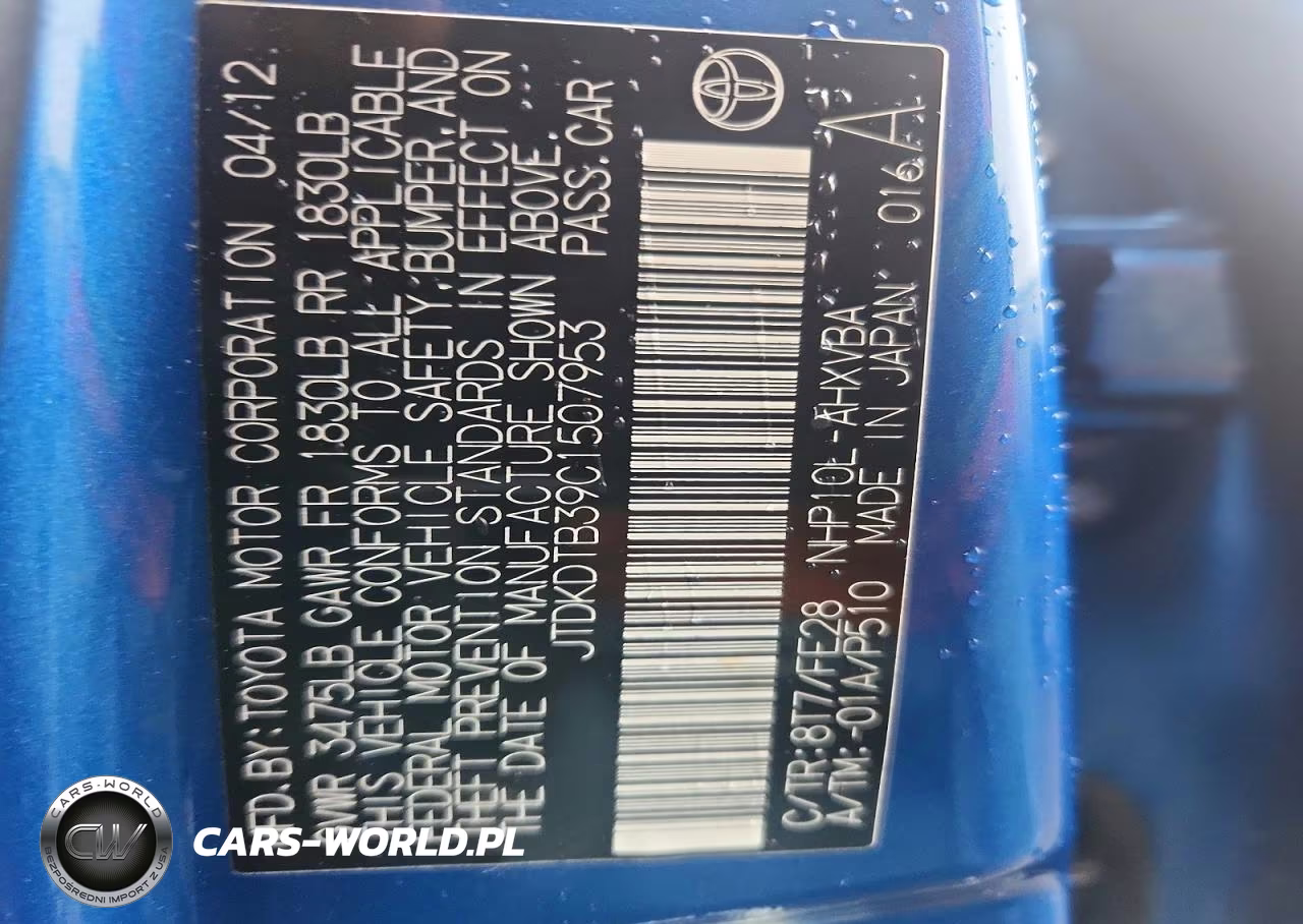 2012 Toyota Prius C One VIN:JTDKDTB39C1507953 - 13