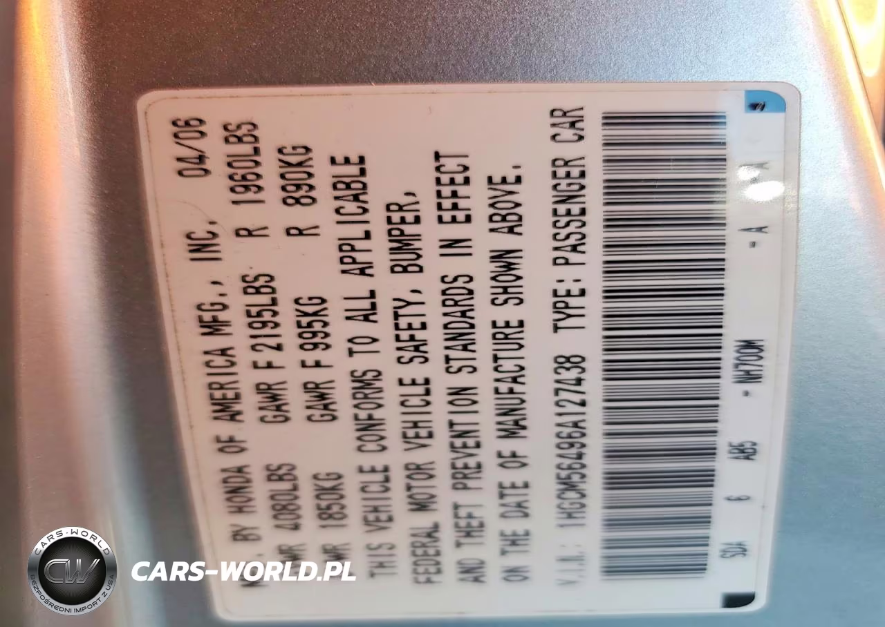 2006 Honda Accord VIN:1HGCM56496A127438 - 12