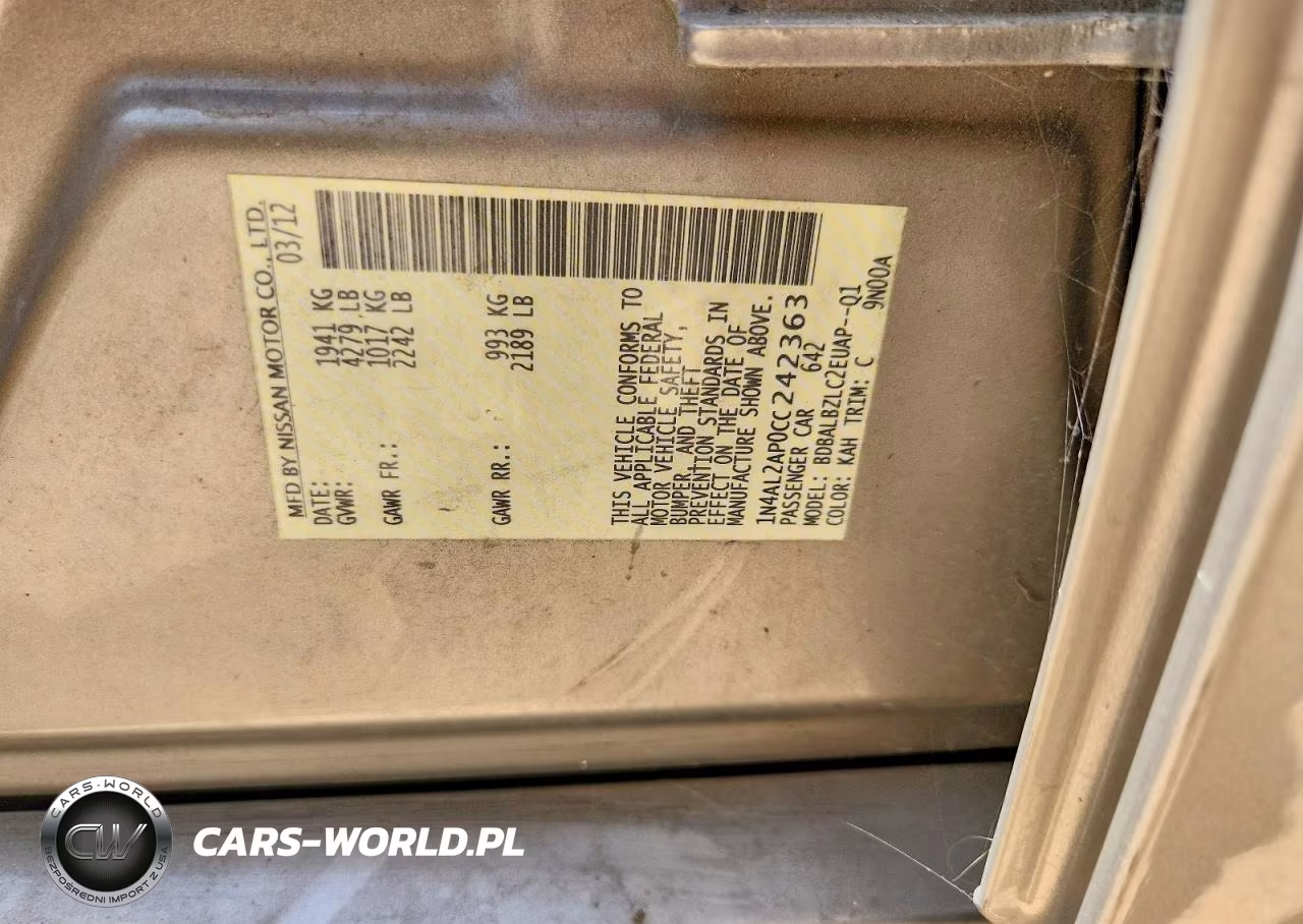 2012 Nissan Altima 2.5 VIN:1N4AL2AP0CC242363 - 12