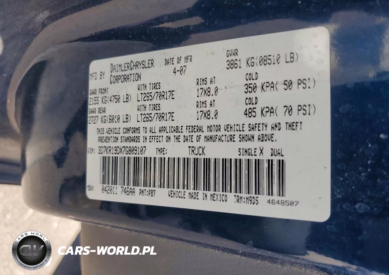 2007 Dodge Ram 1500 VIN:3D7KR19DX7G809107 - 12