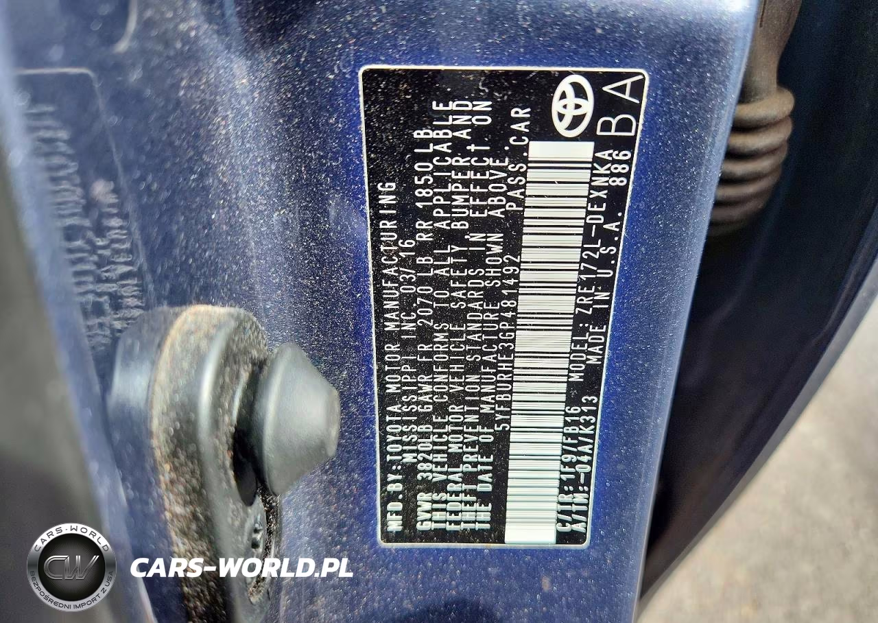 2016 Toyota Corolla L VIN:5YFBURHE3GP481492 - 12
