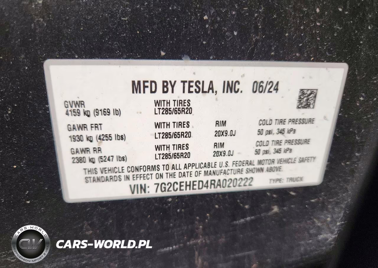2024 Tesla Cybertruck VIN:7G2CEHED4RA020222 - 12