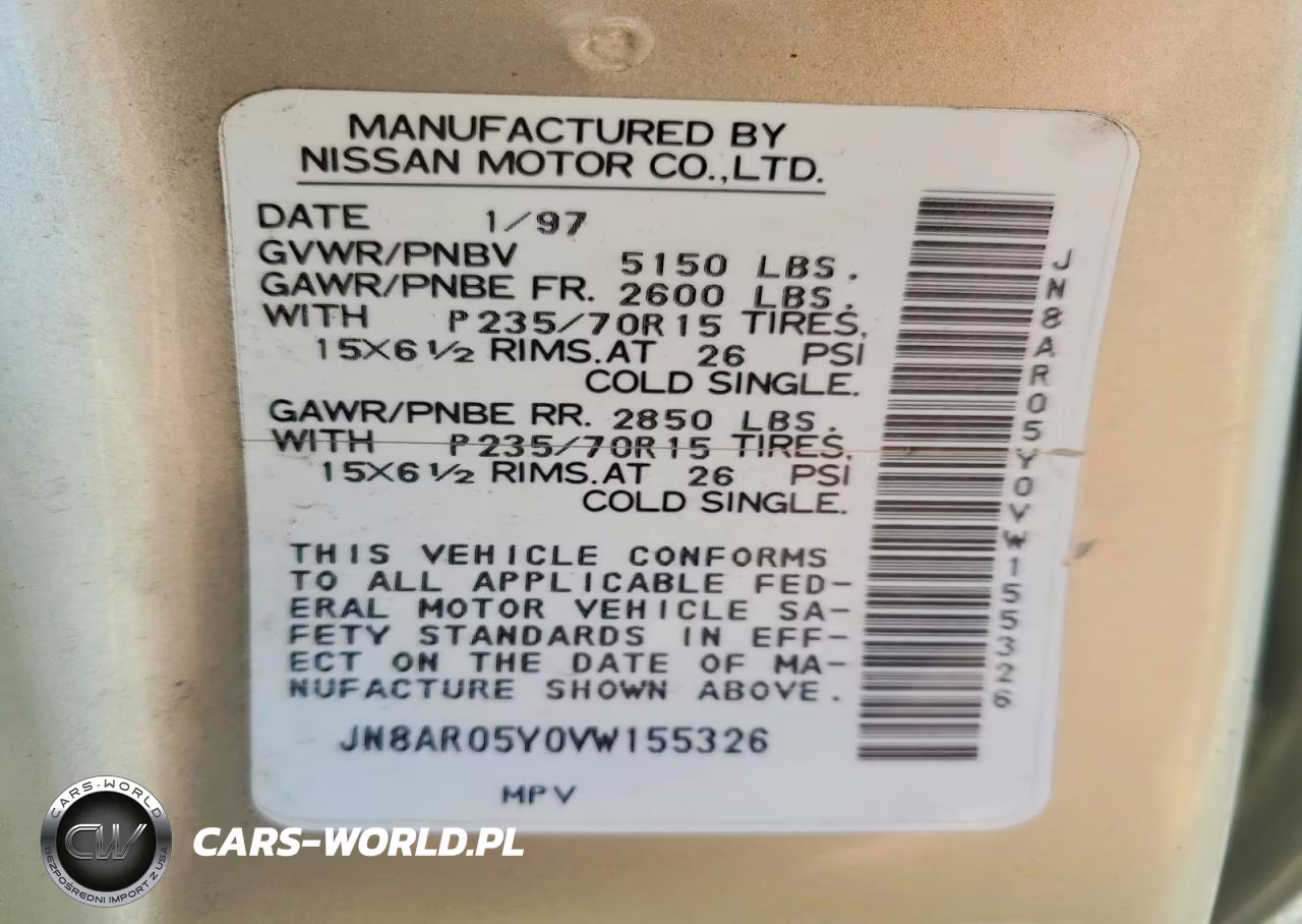 1997 Nissan Pathfinder Xe VIN:JN8AR05Y0VW155326 - 13