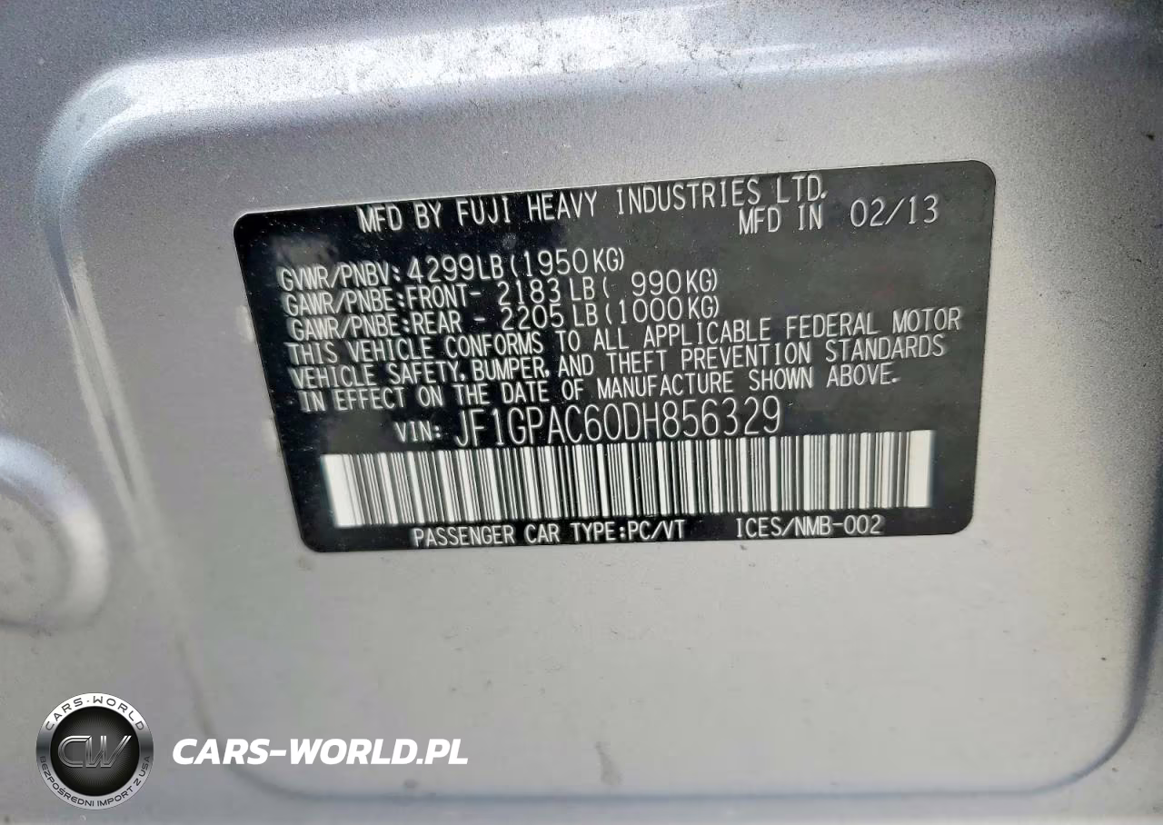 2013 Subaru Impreza Premium VIN:JF1GPAC60DH856329 - 12