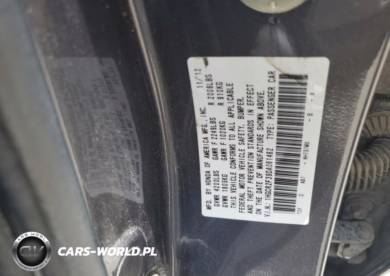 2013 Honda Accord Lx VIN:1HGCR2F39DA061462 - 12