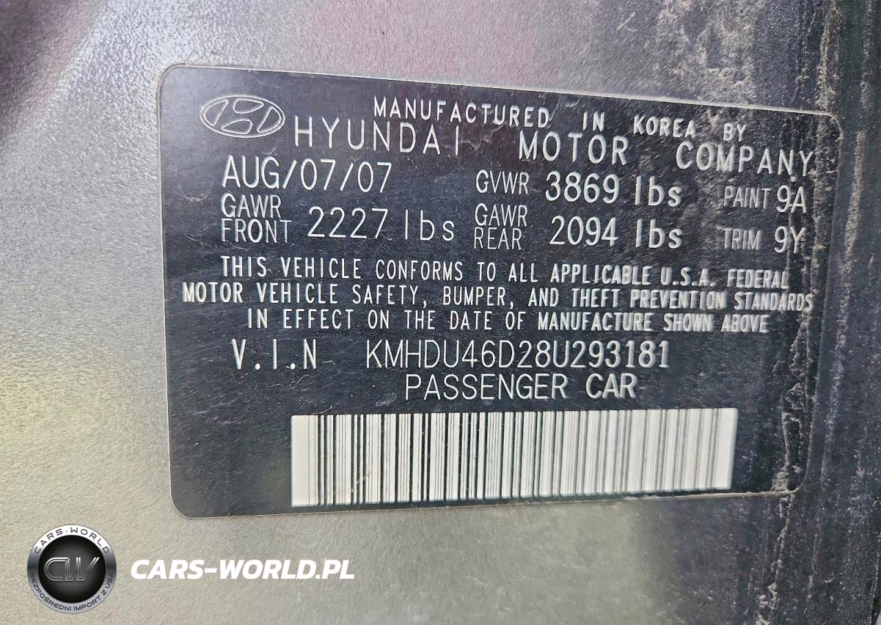 2008 Hyundai Elantra Gls VIN:KMHDU46D28U293181 - 12