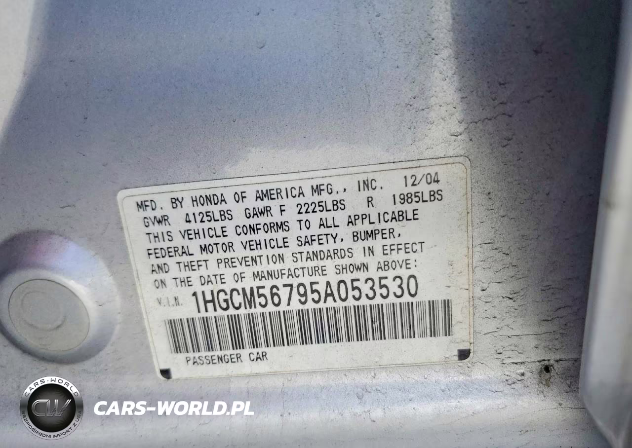 2005 Honda Accord Ex VIN:1HGCM56795A053530 - 12