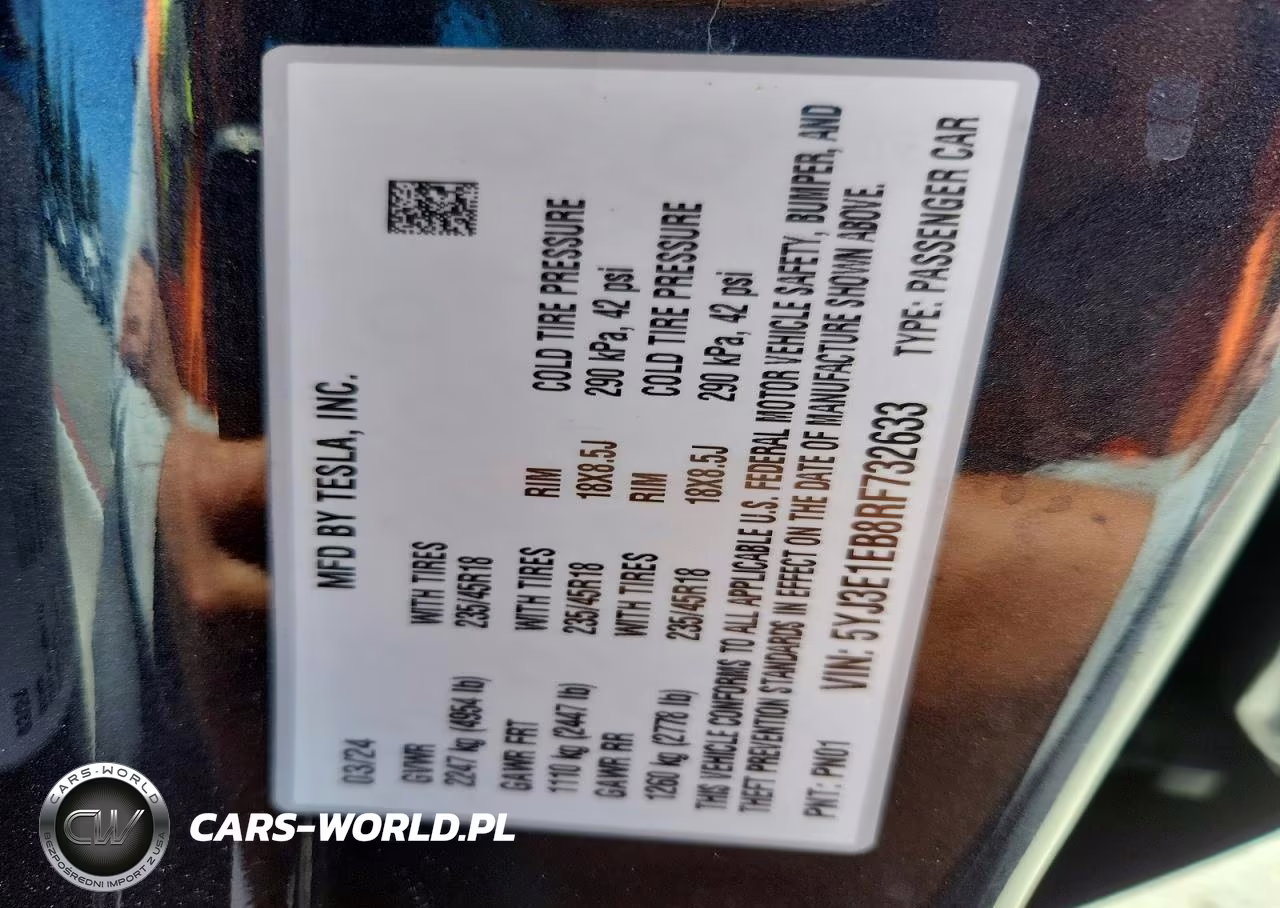 2024 Tesla Model 3 VIN:5YJ3E1EB8RF732633 - 12