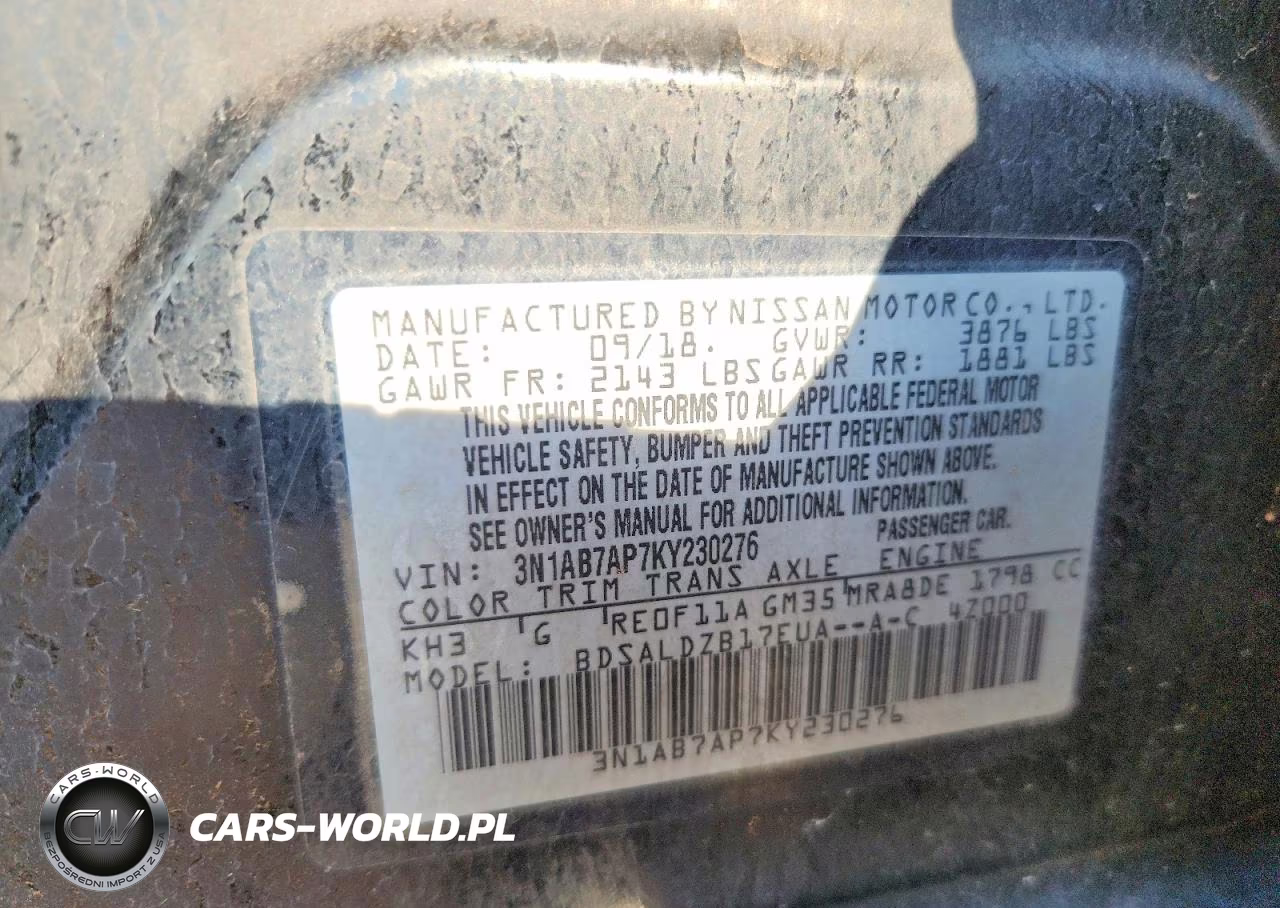 2019 Nissan Sentra Sv VIN:3N1AB7AP7KY230276 - 12