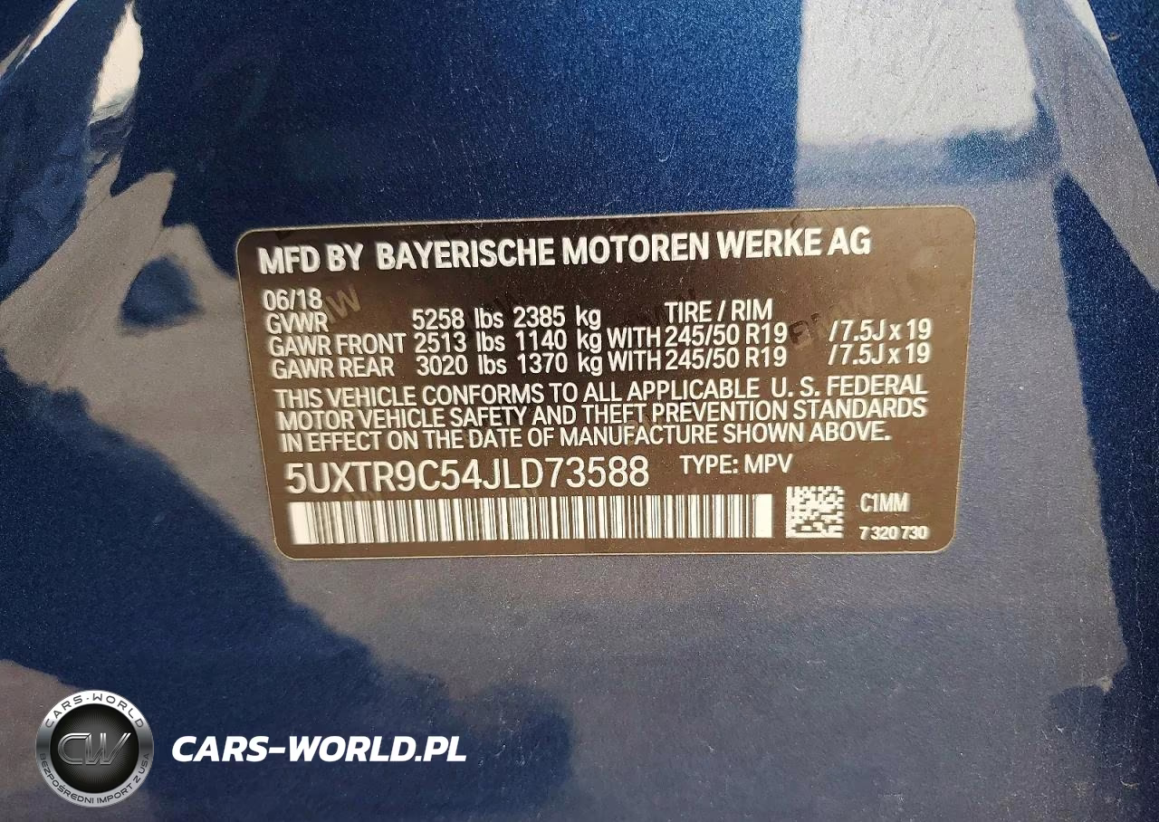 2018 BMW X3 xDrive30I VIN:5UXTR9C54JLD73588 - 13