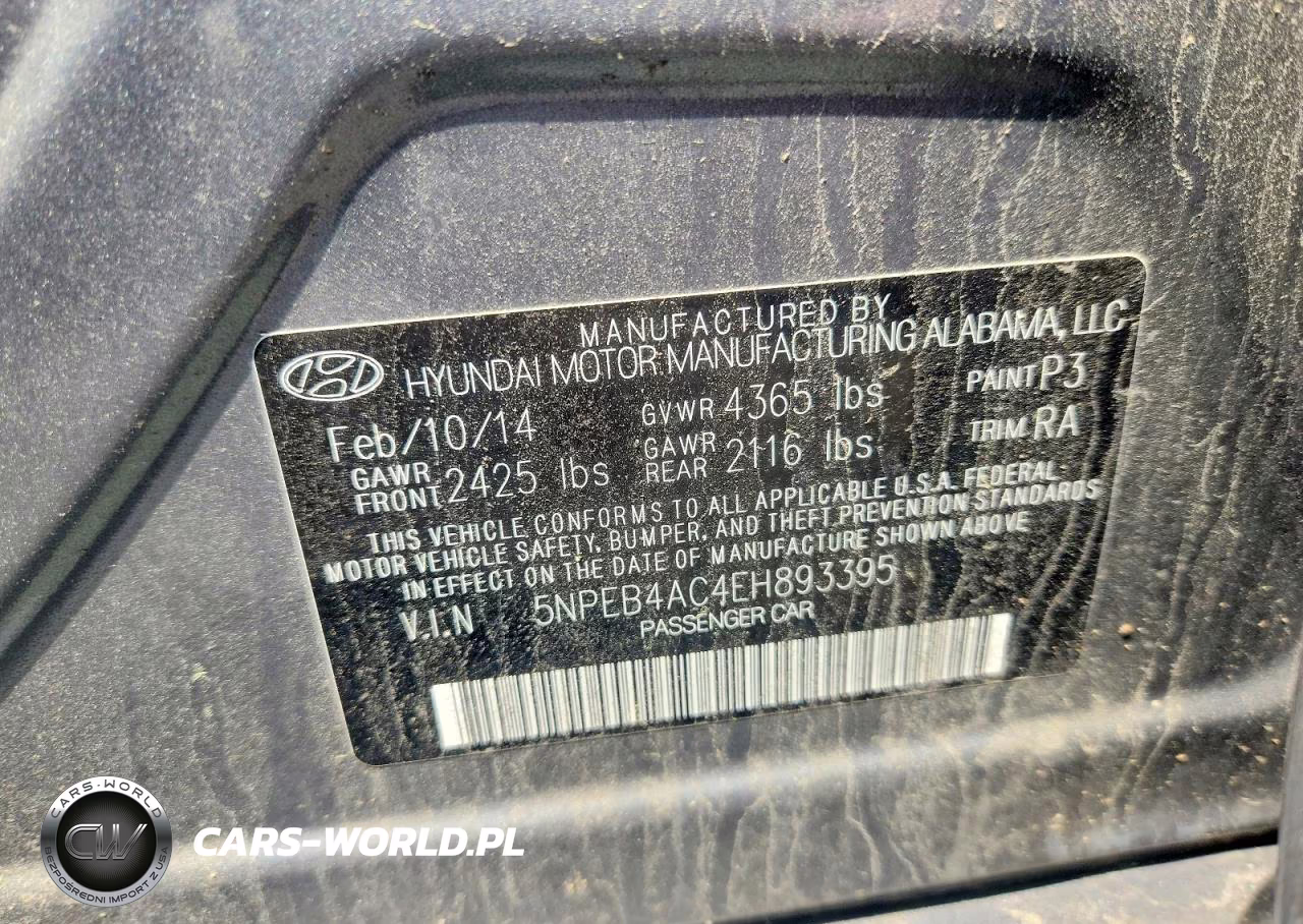2014 Hyundai Sonata Gls VIN:5NPEB4AC4EH893395 - 12