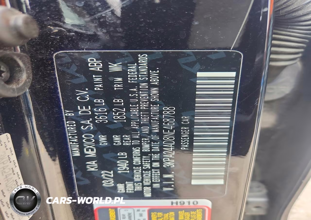 2022 Kia Rio S VIN:3KPA24AD8NE468788 - 13