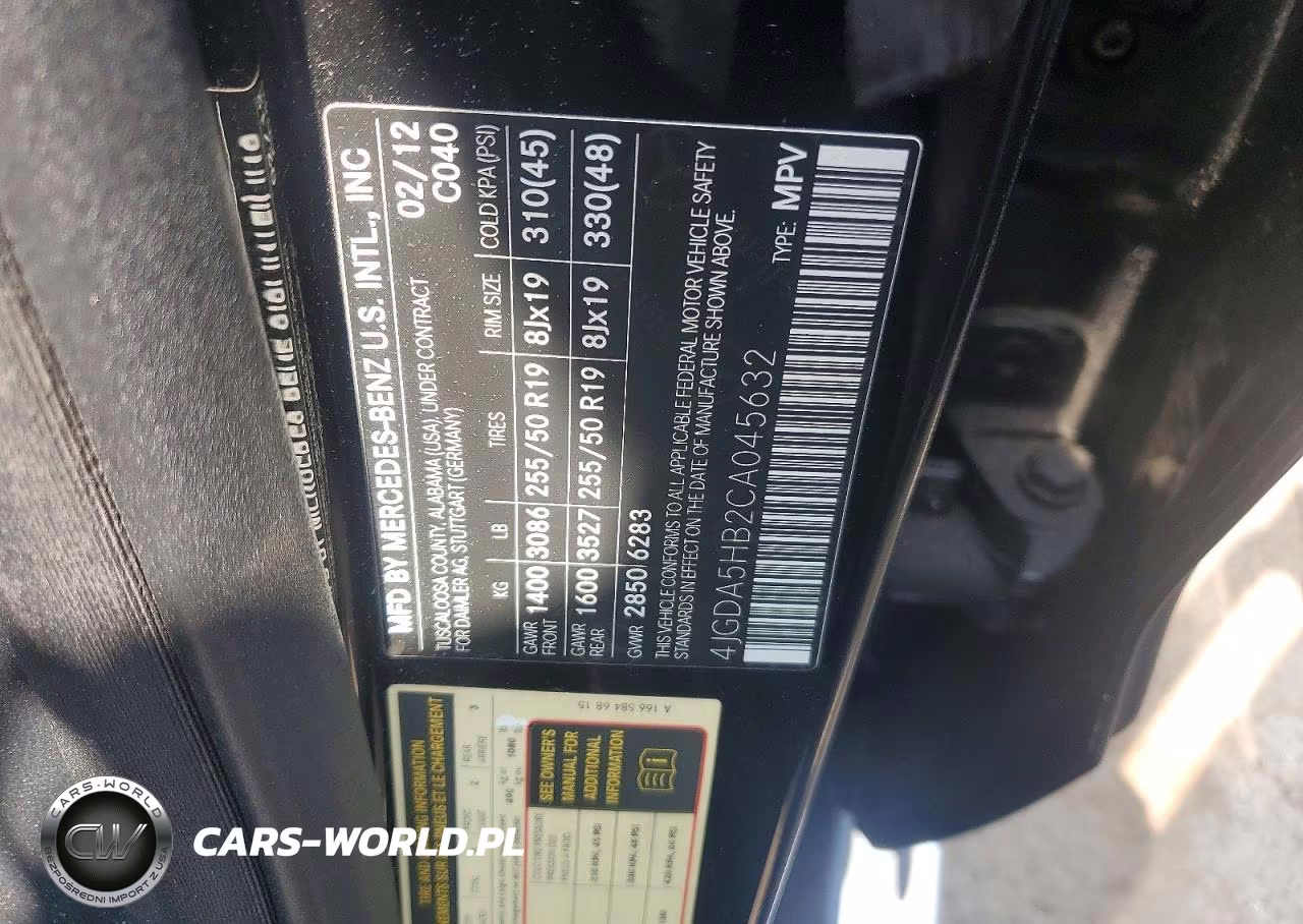 2012 Mercedes-Benz Ml 350 4Matic VIN:4JGDA5HB2CA045632 - 13