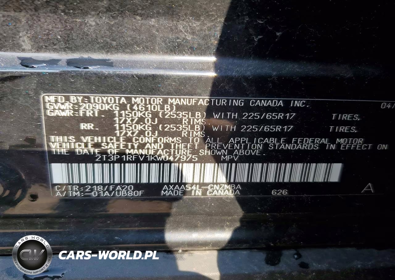 2019 Toyota Rav4 Xle VIN:2T3P1RFV1KW047975 - 13