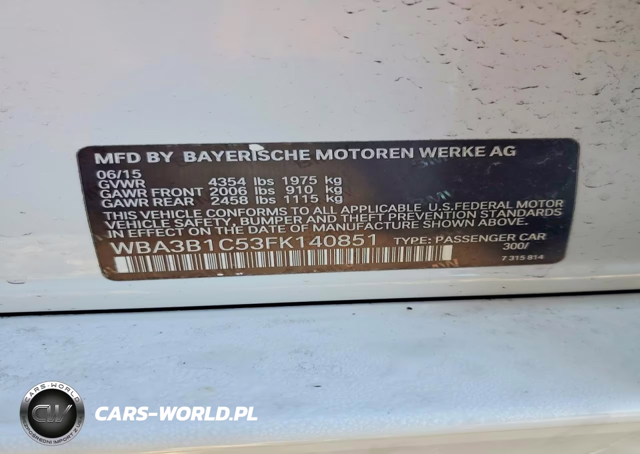 2015 BMW 320 I VIN:WBA3B1C53FK140851 - 12