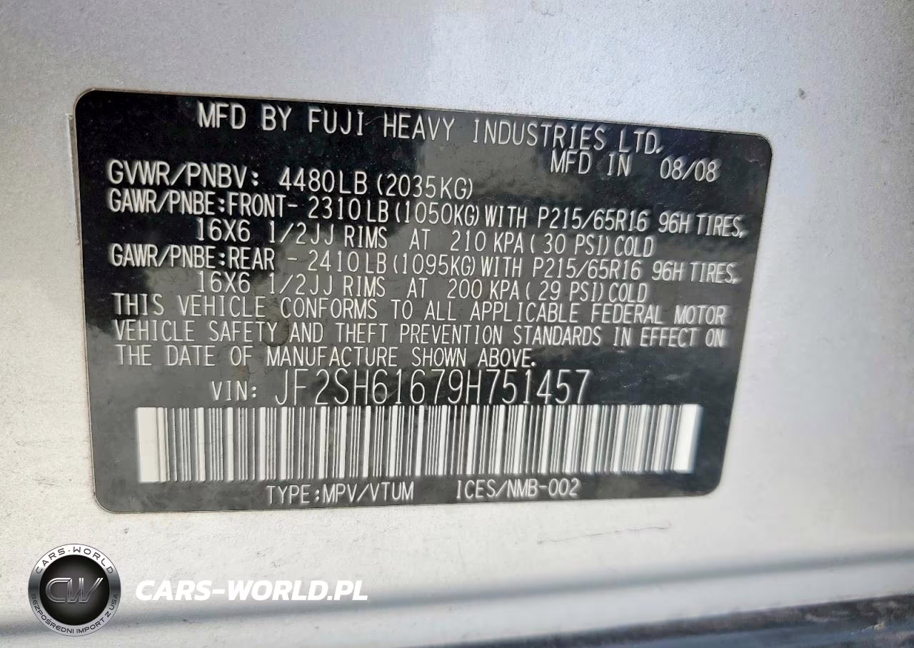2009 Subaru Forester 2.5X VIN:JF2SH61679H751457 - 13