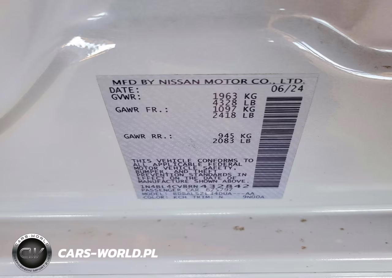 2024 Nissan Altima Sr VIN:1N4BL4CV8RN432842 - 12