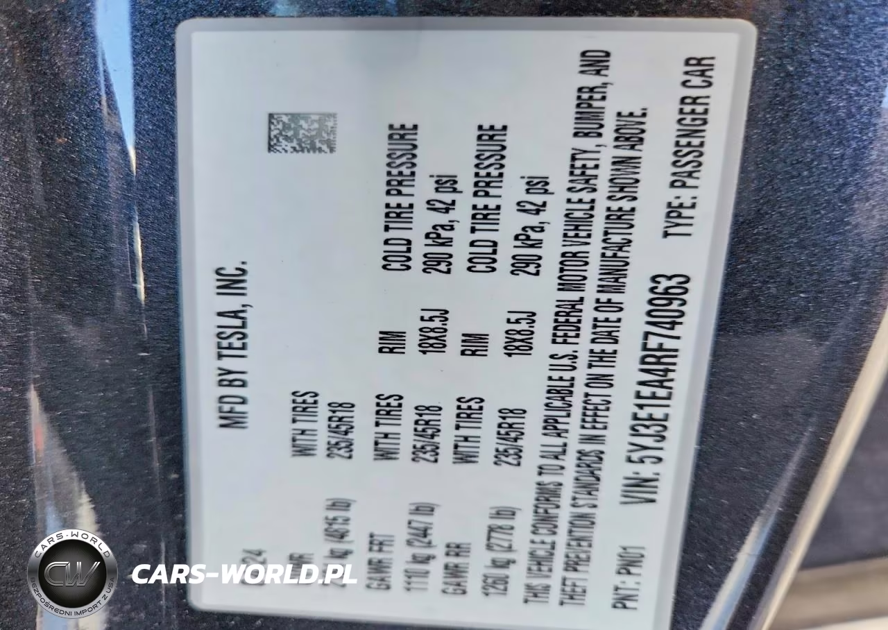 2024 Tesla Model 3 VIN:5YJ3E1EA4RF740963 - 12