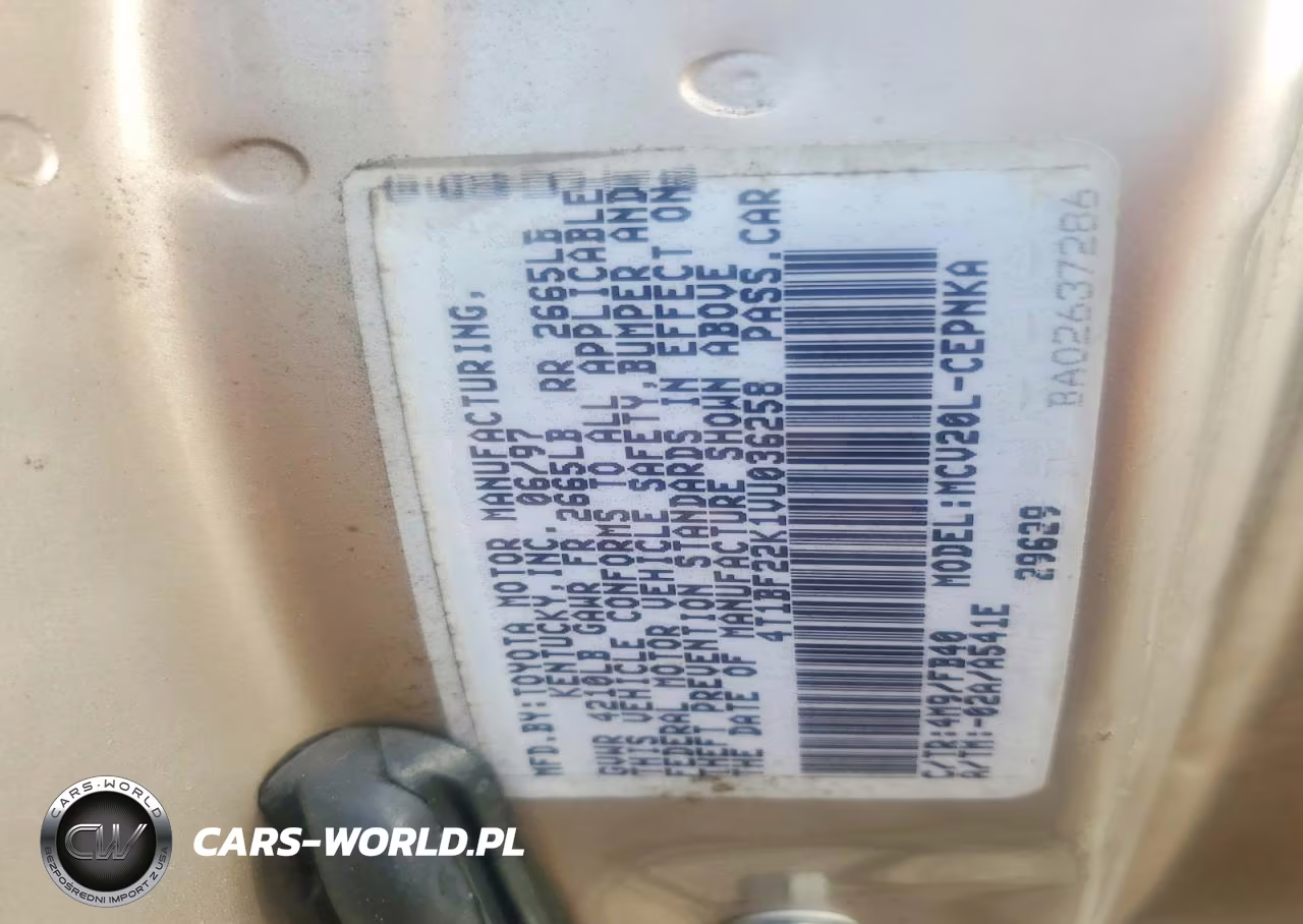 1997 Toyota Camry Le V6 VIN:4T1BF22K1VU036258 - 12