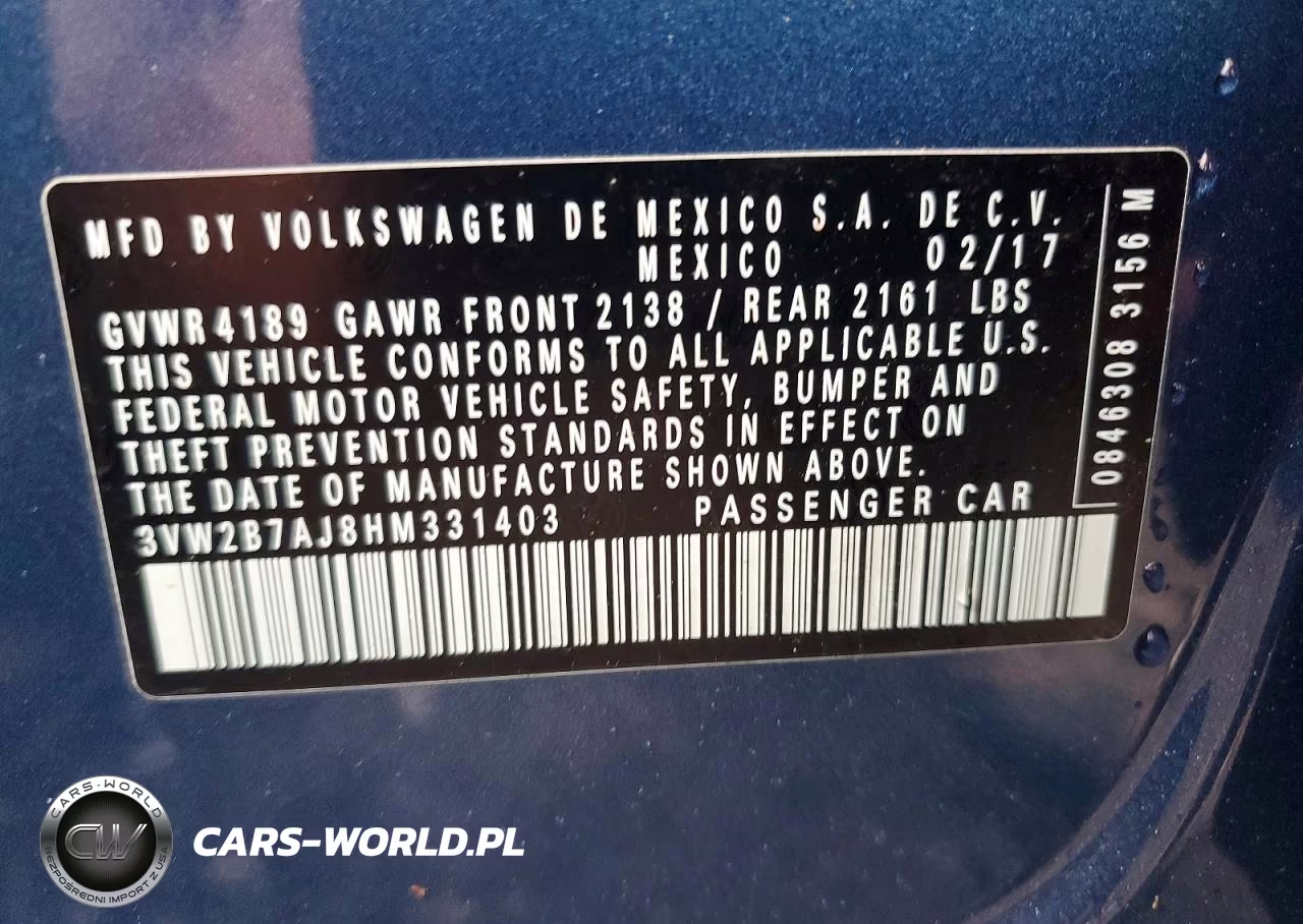 2017 Volkswagen Jetta S VIN:3VW2B7AJ8HM331403 - 12