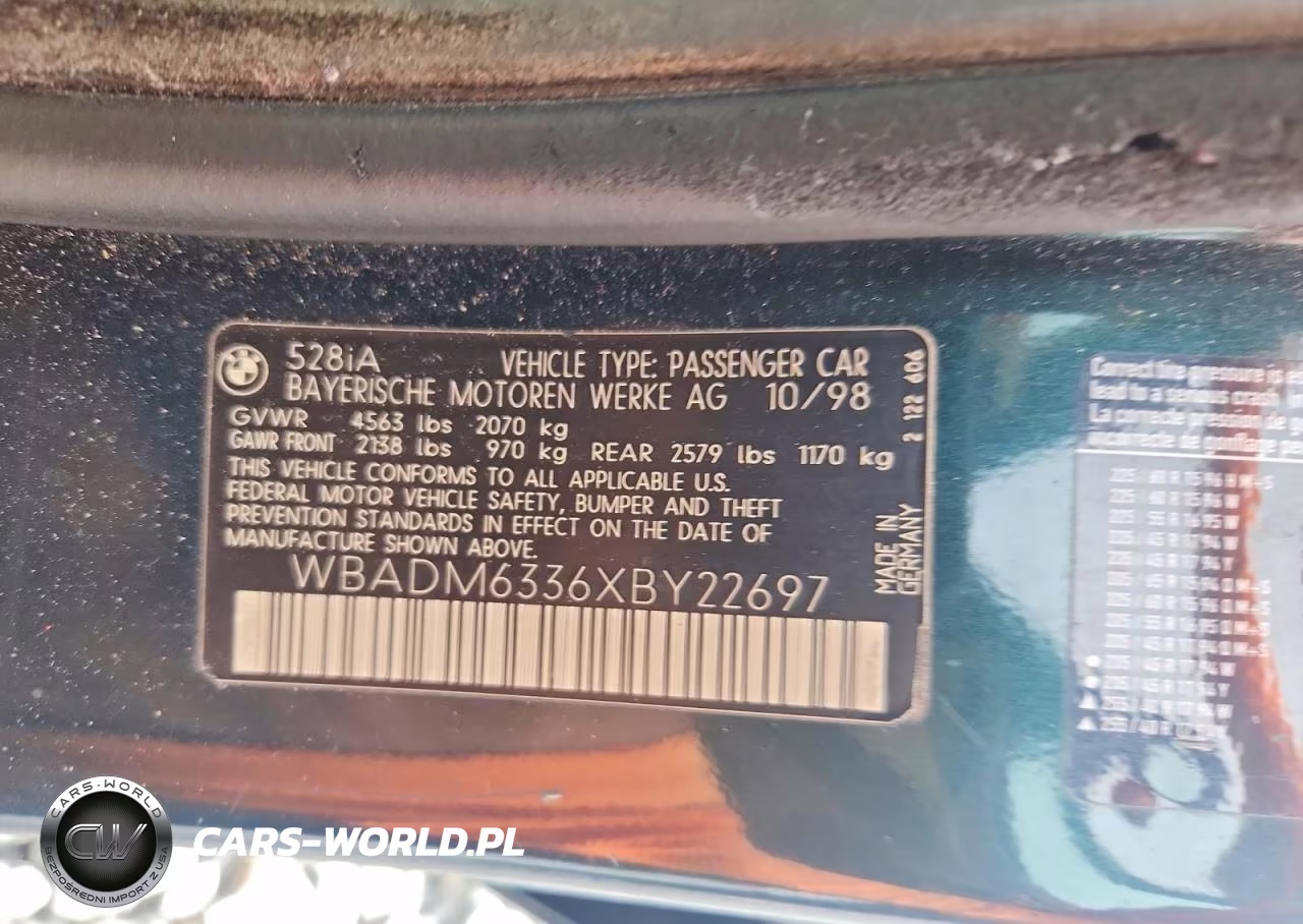 1999 BMW 528 I Automatic VIN:WBADM6336XBY22697 - 13
