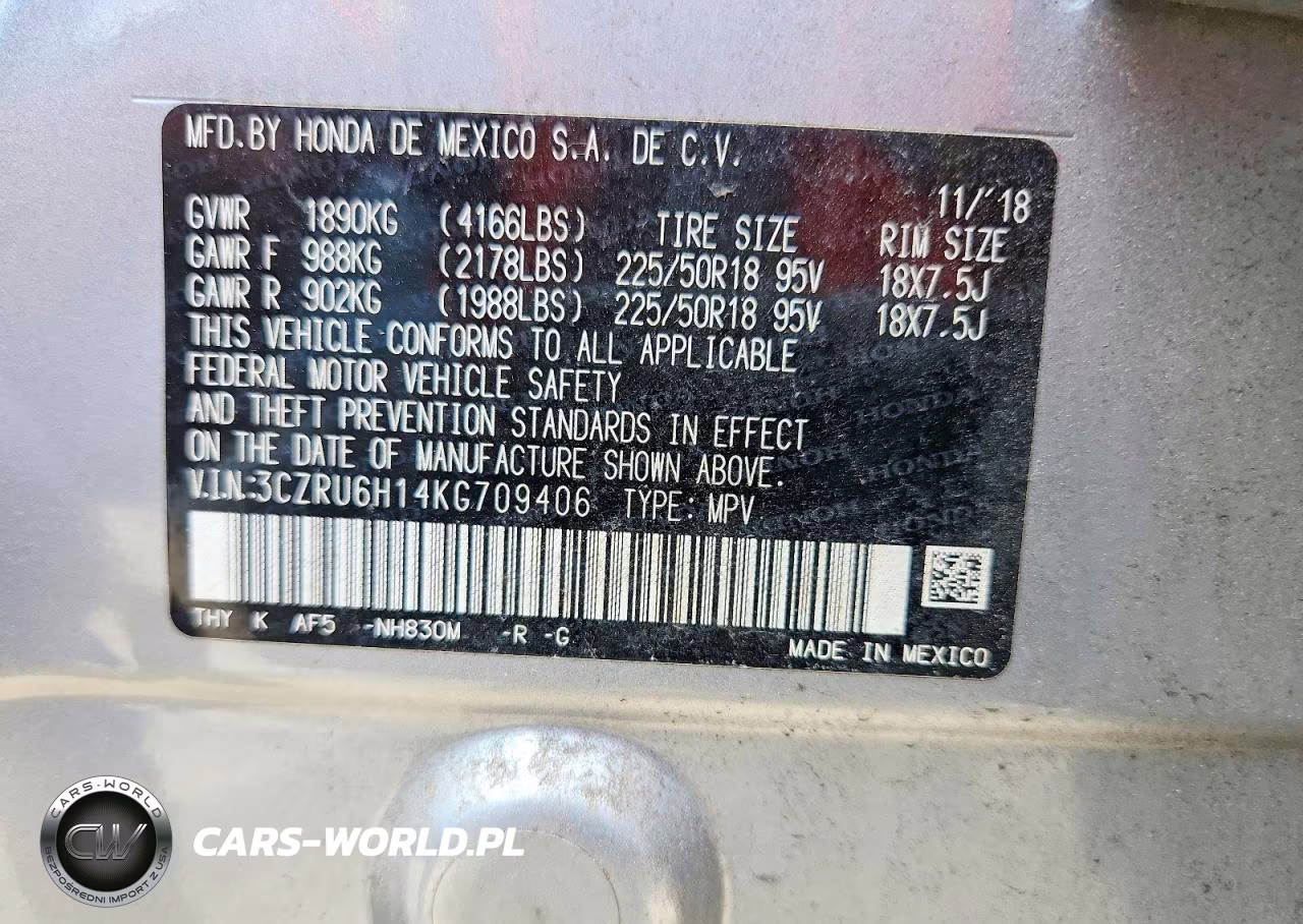 2019 Honda Hr-V Sport VIN:3CZRU6H14KG709406 - 13