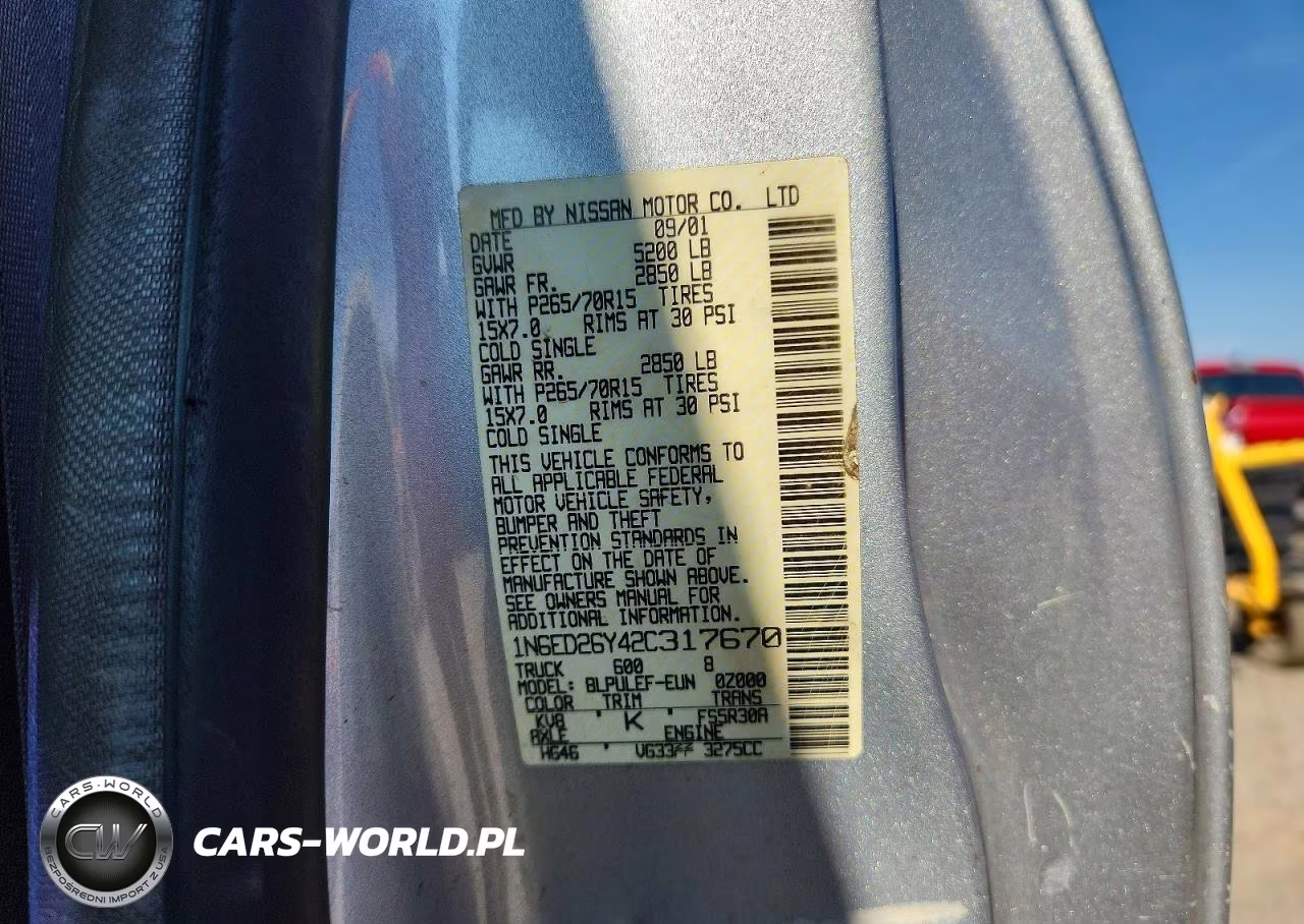 2002 Nissan Frontier Xe-V6 VIN:1N6ED26Y42C317670 - 12