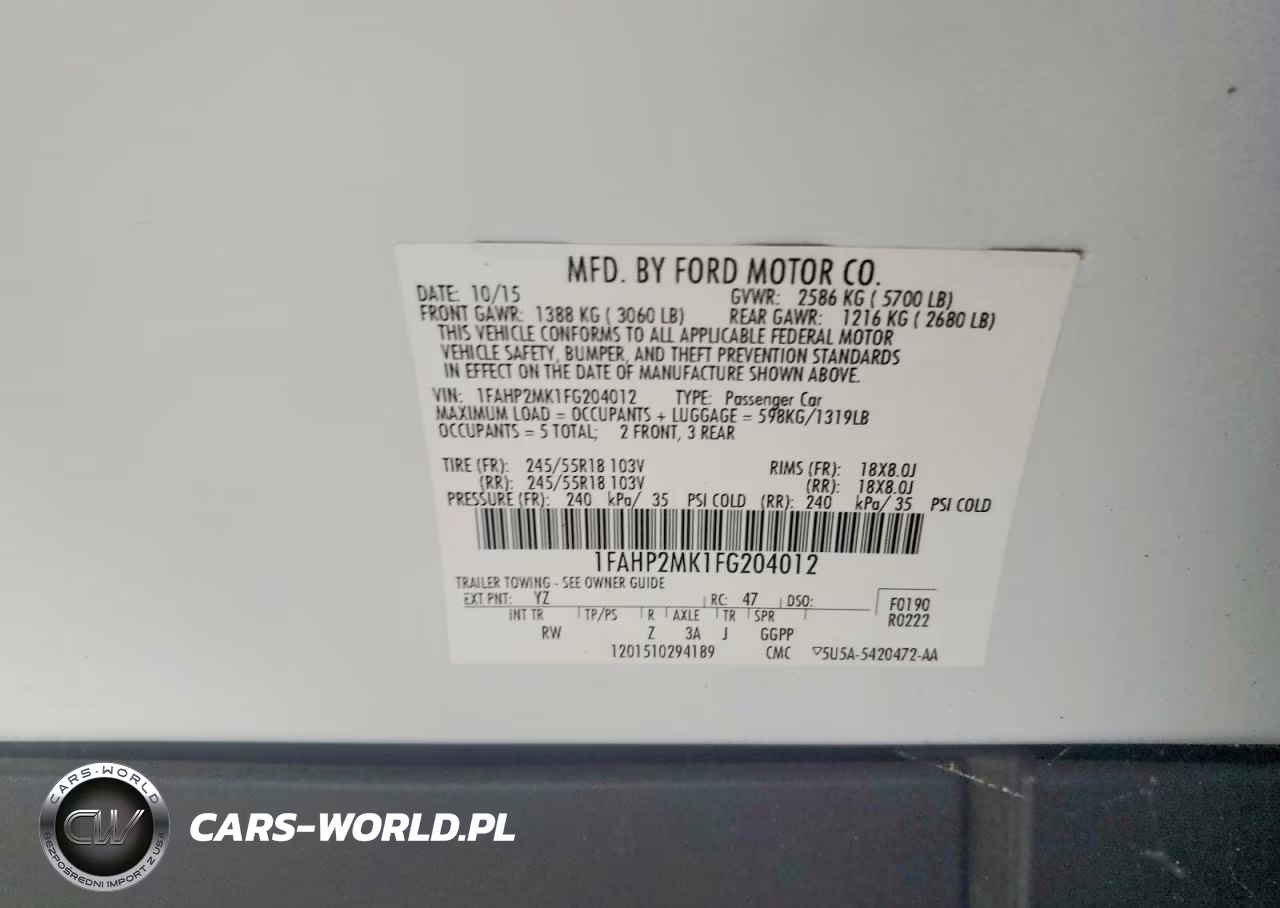 2015 Ford Taurus Police Interceptor VIN:1FAHP2MK1FG204012 - 12