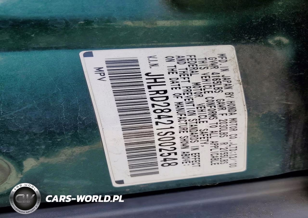 2001 Honda Cr-V Lx VIN:JHLRD28421S002548 - 13