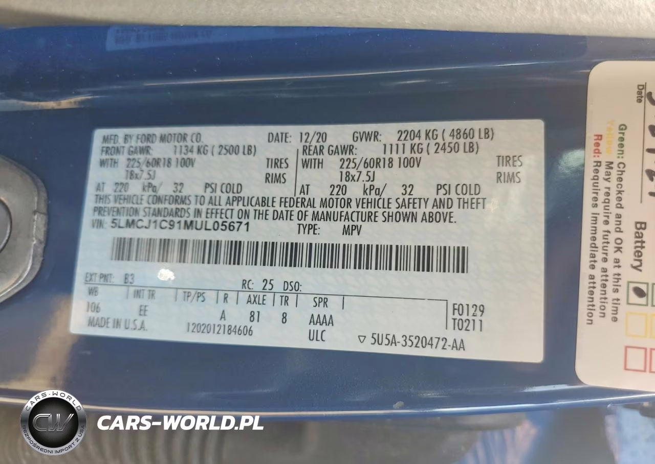 2021 Lincoln Corsair VIN:5LMCJ1C91MUL05671 - 13