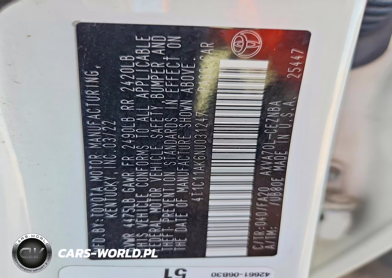 2022 Toyota Camry Le VIN:4T1C11AK6NU031247 - 12