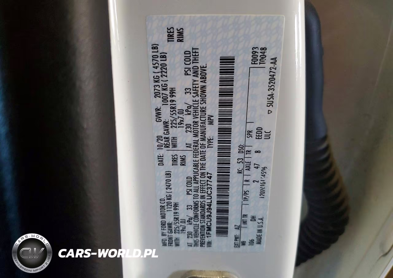 2020 Ford Escape Titanium VIN:1FMCU9J94LUC37747 - 13