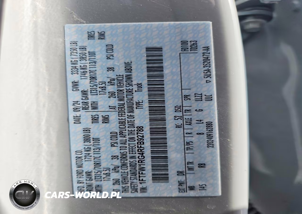 2024 Ford F150 Raptor VIN:1FTFW1RG4RFB92788 - 13