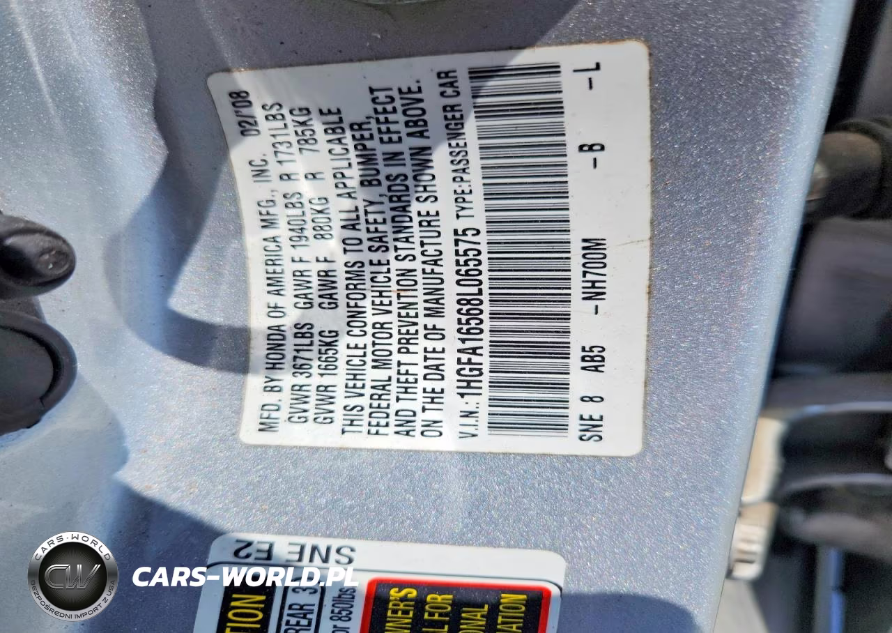 2008 Honda Civic Lx VIN:1HGFA16568L065575 - 12