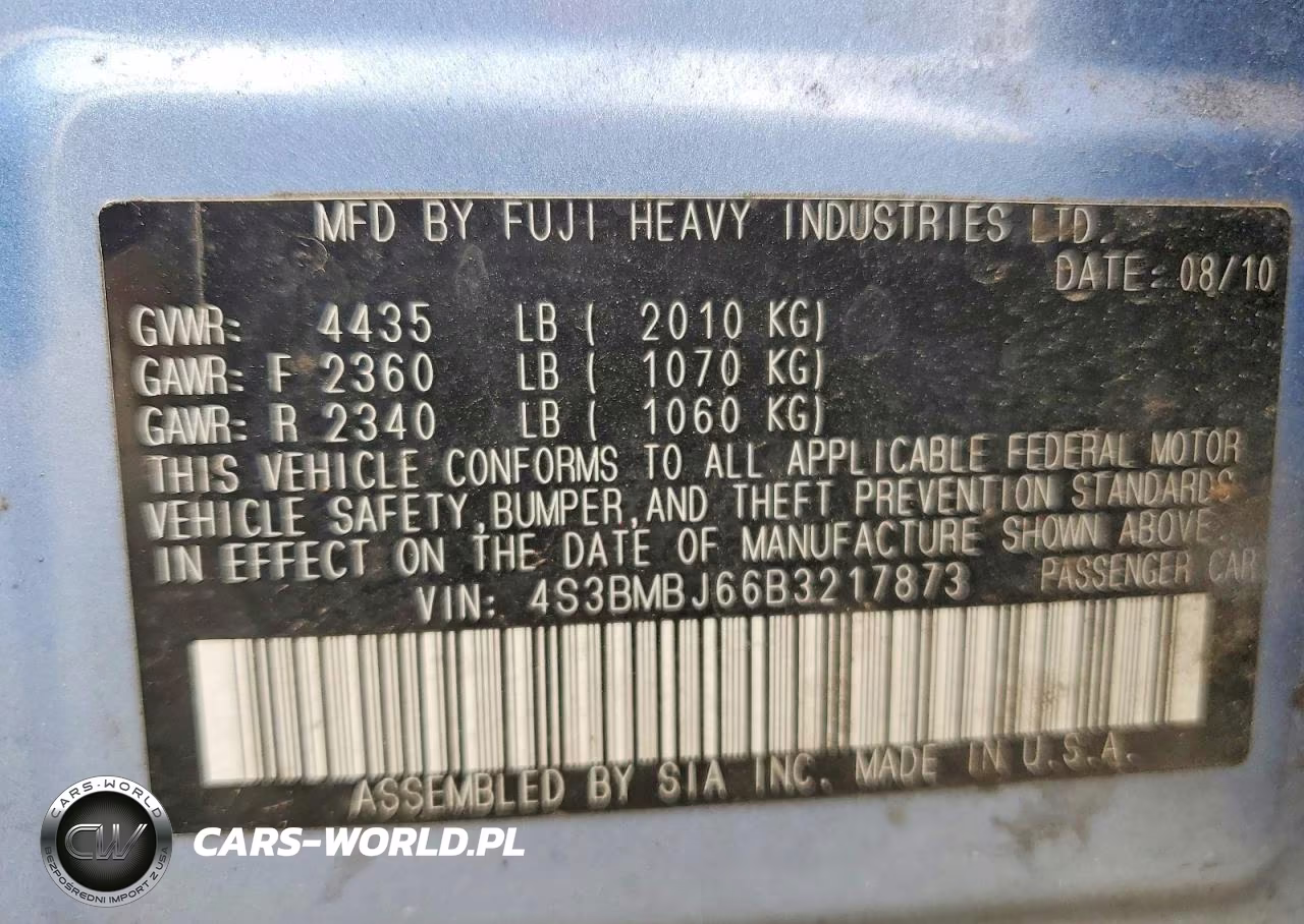 2011 Subaru Legacy 2.5I Limited VIN:4S3BMBJ66B3217873 - 13