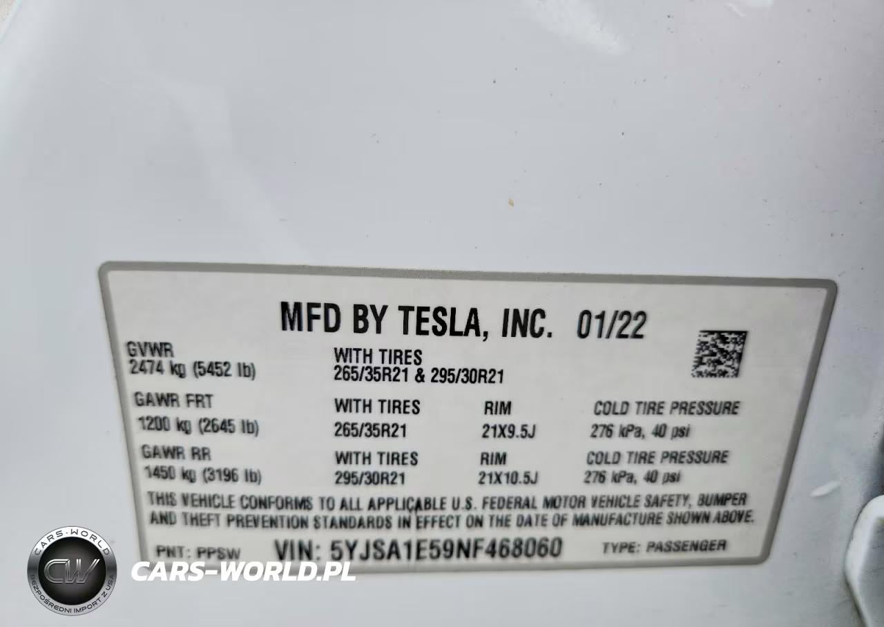 2022 Tesla Model S VIN:5YJSA1E59NF468060 - 13