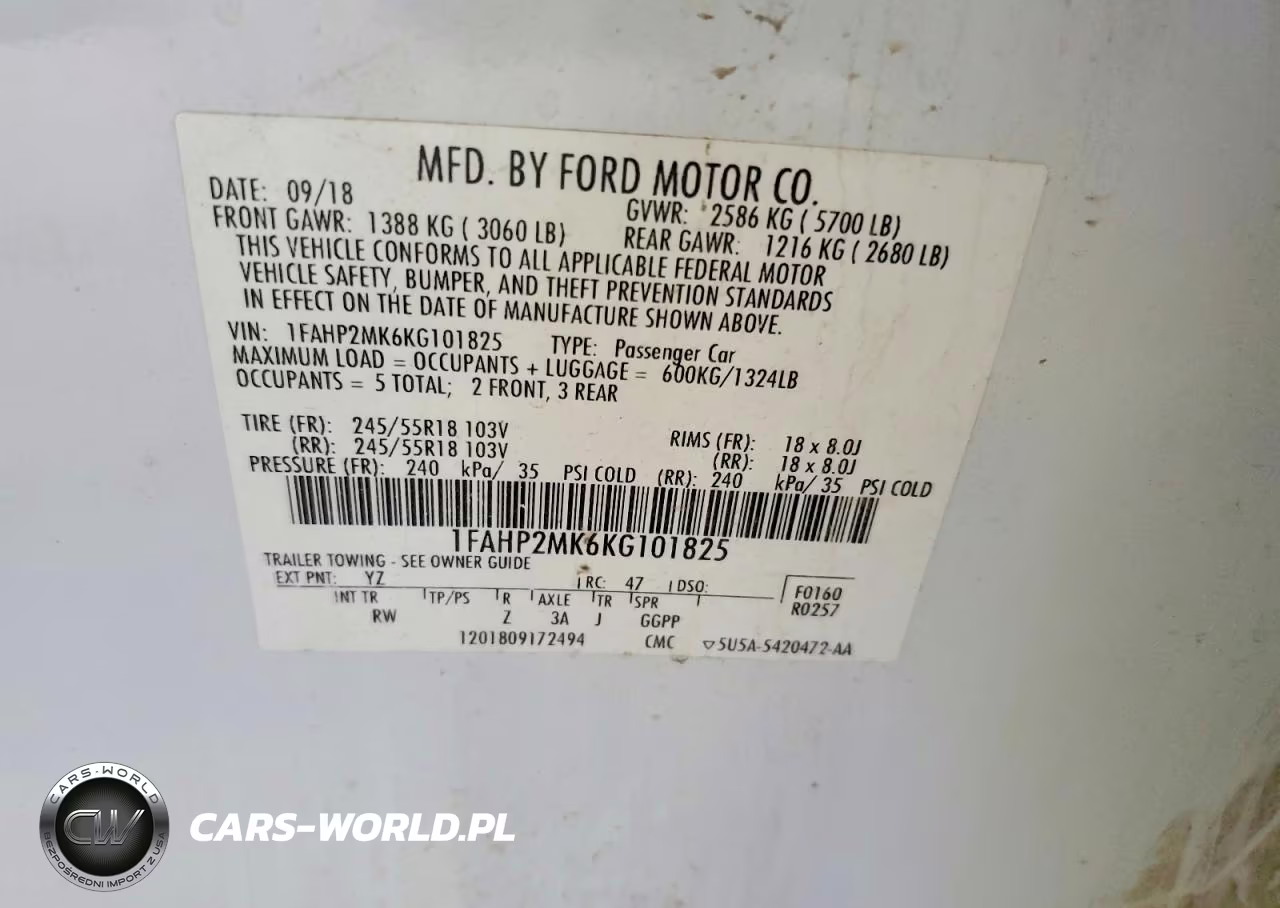 2019 Ford Taurus Police Interceptor VIN:1FAHP2MK6KG101825 - 12