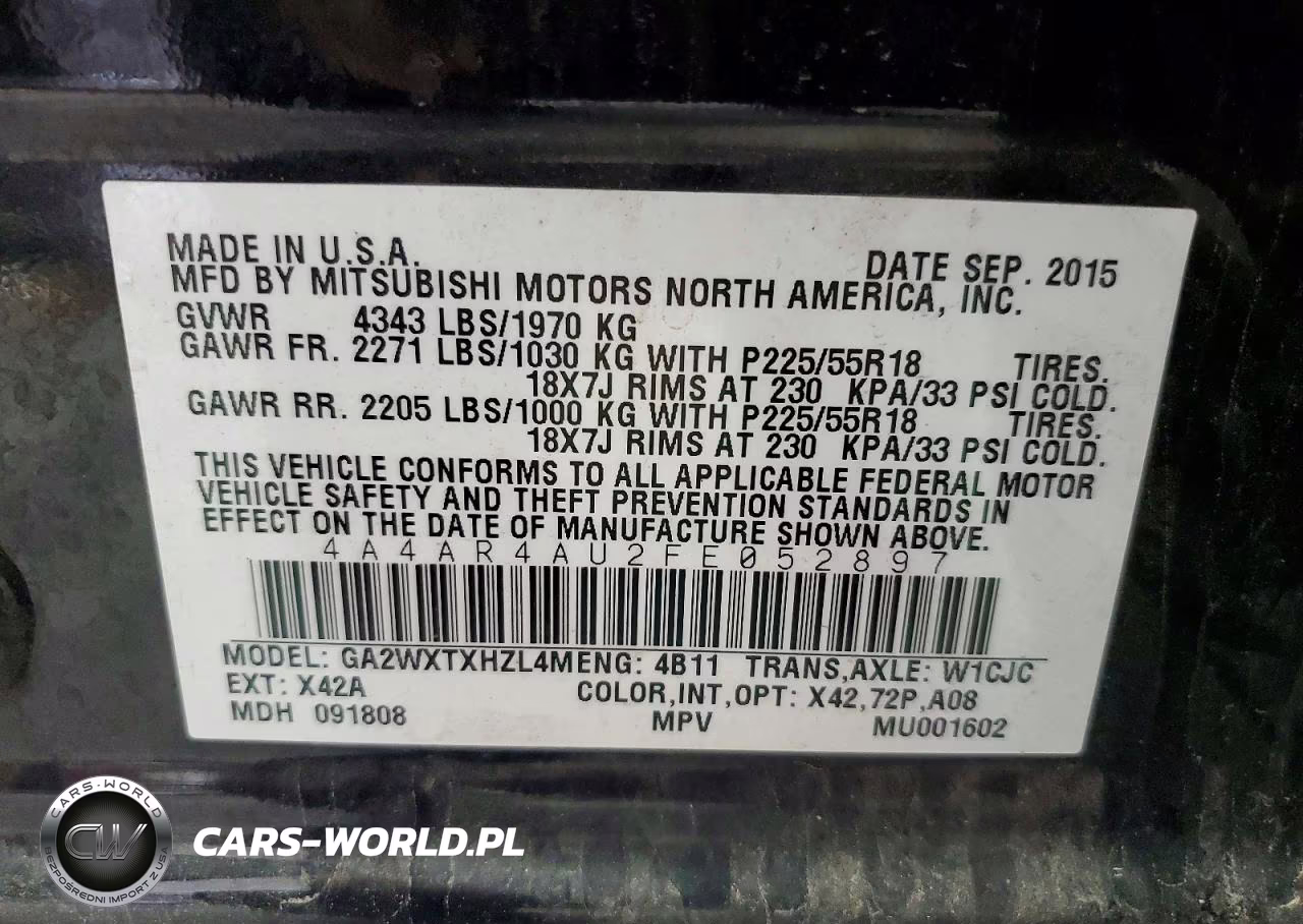2015 Mitsubishi Outlander Sport Se VIN:4A4AR4AU2FE052897 - 13