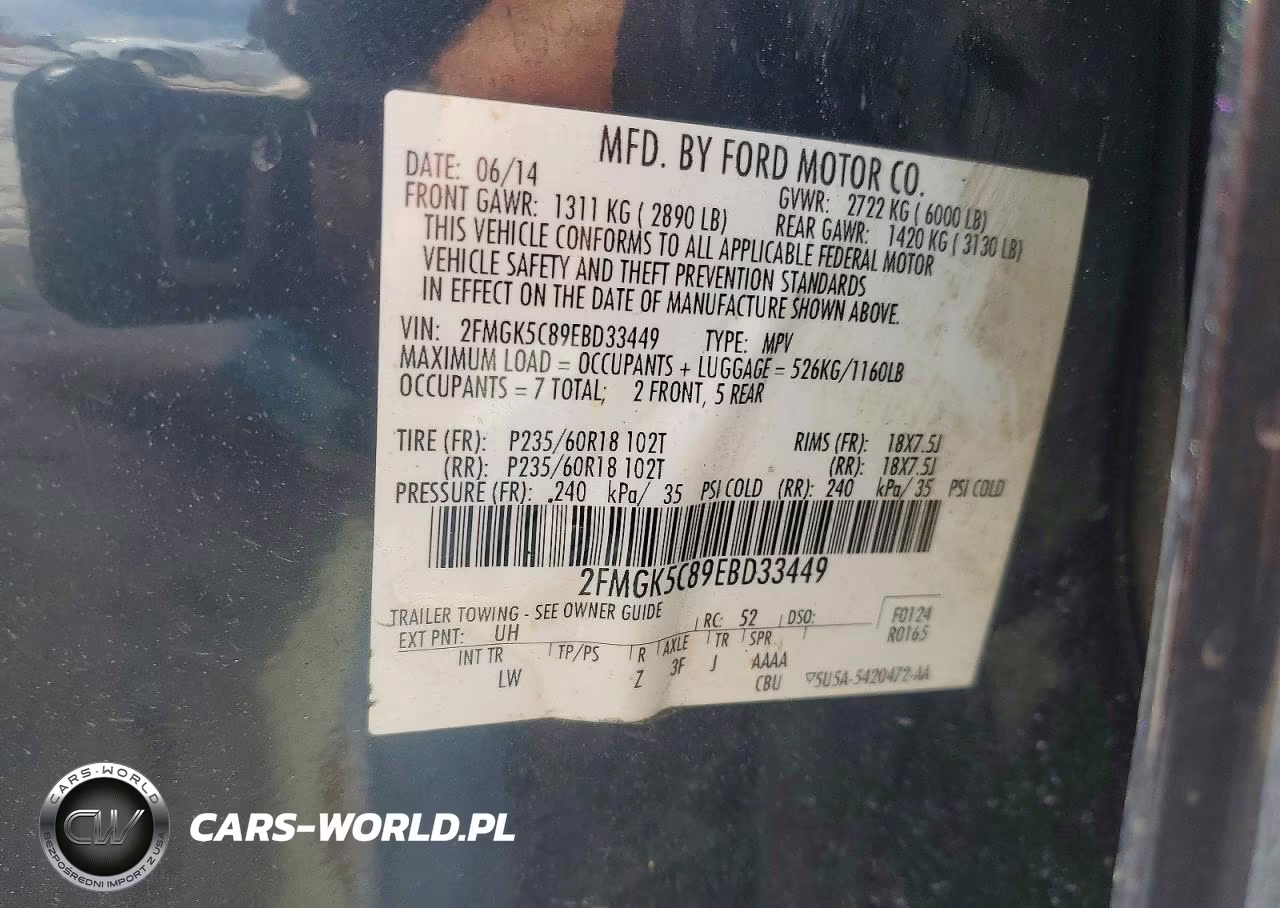 2014 Ford Flex Sel VIN:2FMGK5C89EBD33449 - 13